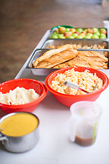 Image showing Providing nutritious food. food on a table at a childrens center.