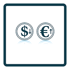 Image showing Falling Dollar And Growth Up Euro Coins Icon