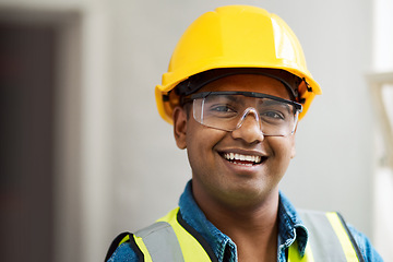 Image showing His reputation is as solid as concrete. a engineer wearing protective gear on a construction site.