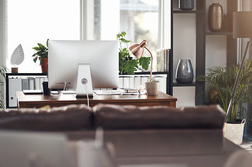 Image showing Modern furnishings for a modern workspace. Still life shot of a computer in a modern office.