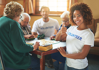 Image showing We bring smiles with every visit. Portrait of volunteers working with seniors at a retirement home.