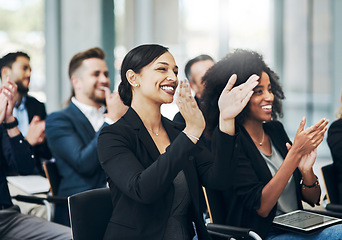 Image showing Truly marvelous. a group of businesspeople applauding during a seminar in the conference room.