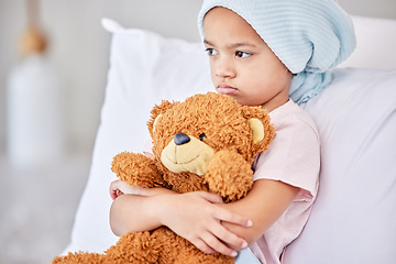 Image showing Lets make you feel better. a little girl laying in bed at a hospital.