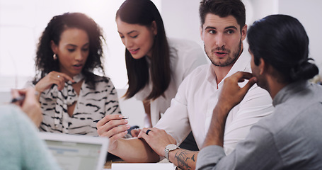 Image showing It takes individual effort to keep a team functioning. a group of businesspeople having a meeting in a modern office.