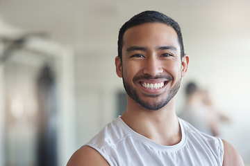 Image showing I love being in the gym. Cropped portrait of a handsome young male athlete standing in the gym.