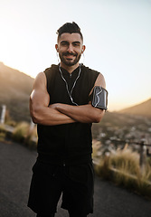 Image showing Its amazing how far a little determination can take you. Portrait of a sporty young man exercising outdoors.