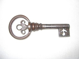 Image showing antique wrought iron key