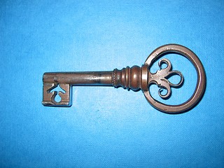 Image showing antique wrought iron key