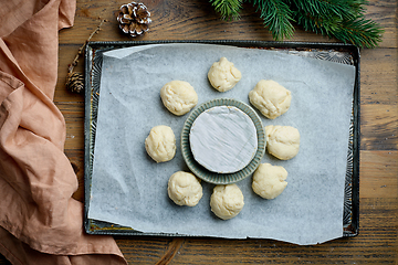 Image showing raw yeast dough buns