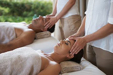 Image showing Making magic with those hands. a mature couple enjoying a relaxing massage.