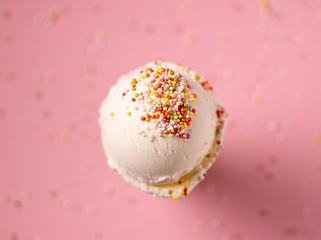 Image showing vanilla ice cream on pink background