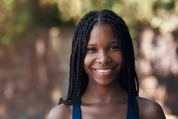 Image showing I play this game my own way. Cropped portrait of an attractive young female athlete standing on the basketball court.