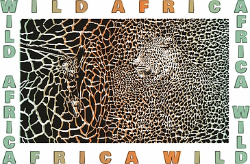 Image showing Abstract stylized background with leopard and giraffe