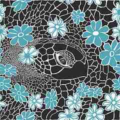 Image showing Background formed by a turtle and flowers