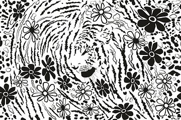 Image showing Background formed by tiger and flowers