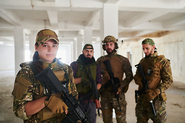 Image showing Soldier squad team portrait in urban environment