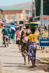 Image showing Group of Malagasy people on the streets of Miandrivazo.