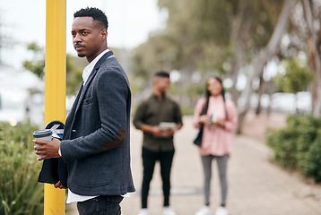 Image showing Stay ready for the day opportunity crosses your path. a young businessman about to cross a city street.