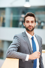 Image showing Bring excellence to every move you make. Portrait of a confident young businessman standing in an office.