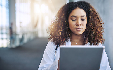 Image showing Ill have to check my patients allergies first. a female doctor using a digital tablet.