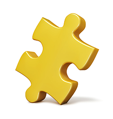 Image showing Single yellow puzzle piece isolated