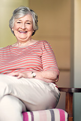 Image showing The heart has no wrinkles. a senior woman relaxing at home.