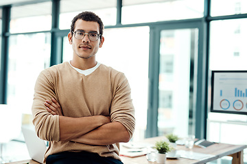 Image showing Here to turn my dreams into big successes. Portrait of a young designer standing in an office.