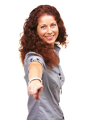 Image showing This woman knows what she wants. Studio shot of an attractive young woman isolated on white.