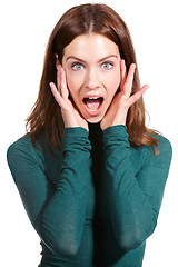 Image showing Young, confident and looking great. Studio shot of an attractive young woman isolated on white.