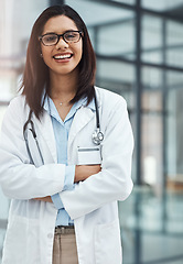 Image showing Loving what you do makes all the difference. Portrait of a confident young doctor working in a modern hospital.