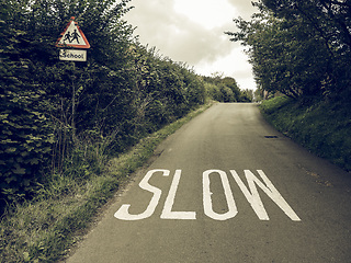 Image showing Vintage looking Slow sign