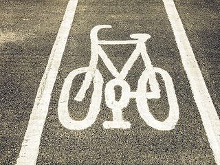 Image showing Vintage looking Bike lane sign