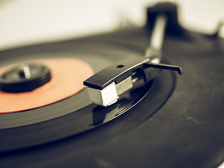 Image showing Vintage looking Vinyl record on turntable