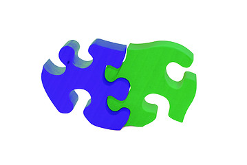 Image showing 2 pieces of wooden puzzle       