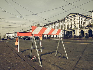 Image showing Vintage looking Roadworks sign