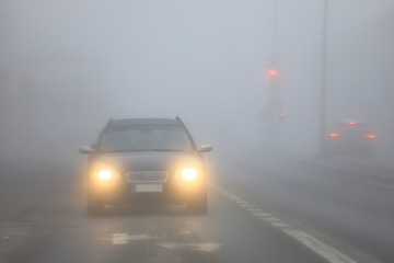 Image showing Car Driving on Street in Fog