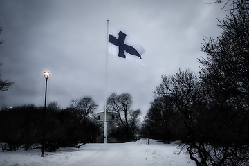 Image showing Flag of Finland on Observatory Hill, Finland