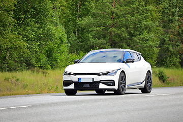 Image showing White Kia EV6 Electric Car on Road