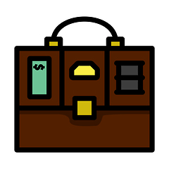 Image showing Oil, Dollar And Gold Dividing Briefcase Concept Icon