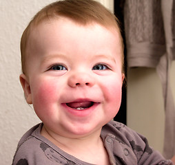 Image showing Closeup Portrait of a smiling baby boy