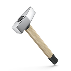 Image showing Straight peen hammer with wooden handle