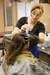 Image showing Hairdresser with Client