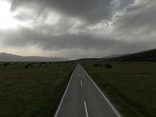 Image showing Aerial shot of an empty country road