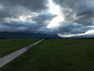 Image showing Aerial shot of an empty country road