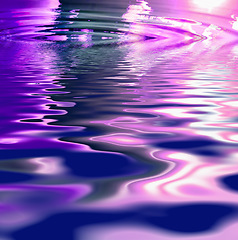 Image showing CGI abstract ripple effect of liquid with pink reflection of wavy pattern and texture. Wallpaper background of fluid color spectrum. Psychedelic and cosmic art or esoteric surface.