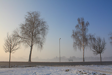 Image showing snow field in fog