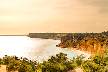 Image showing Sunset over the cliffs and beaches