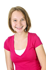 Image showing Teenage girl smiling with braces