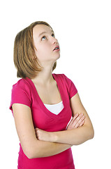 Image showing Teenage girl looking up