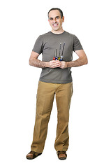 Image showing Handyman with screwdrivers